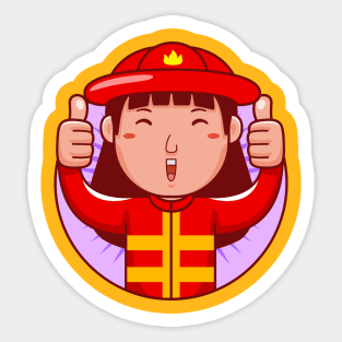 Firefighter Woman Sticker